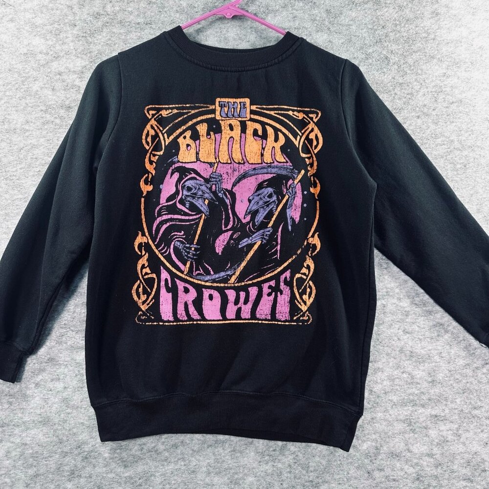 The Black Crowes Unisex‎ XS Sweatshirt Black Graphic Heavy Metal Rock Band Raven